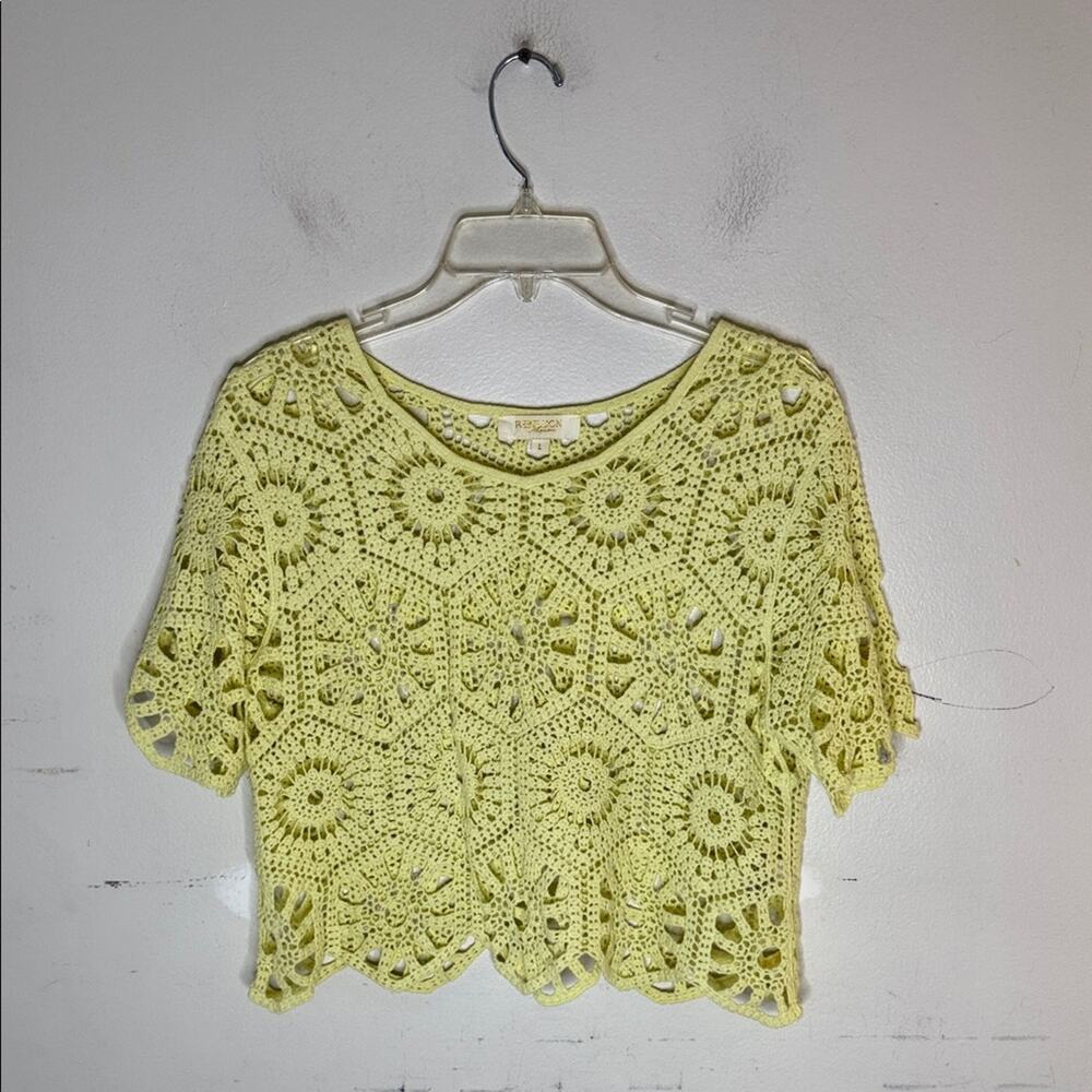 Rebellion Yellow Crochet Crop Top Size Large